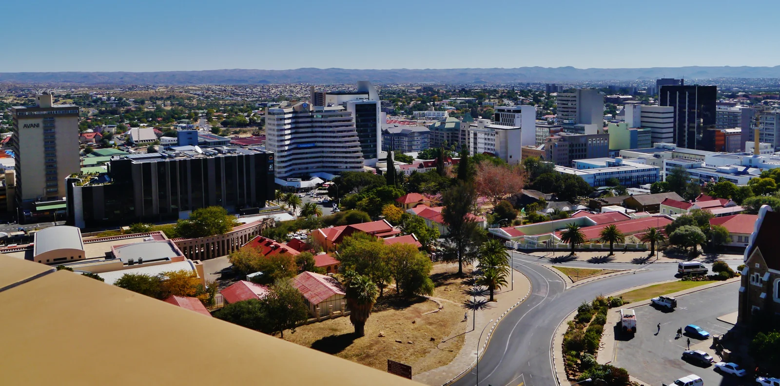 Windhoek seen from the Independence Memorial Museum, photographed in 2017.