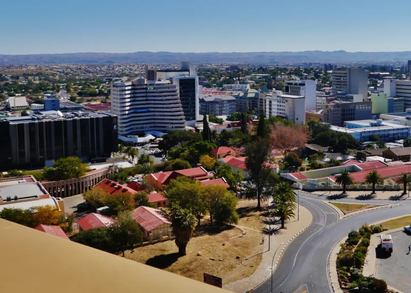 Windhoek seen from the Independence Memorial Museum, photographed in 2017.